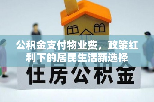 五指山公积金支付物业费，政策红利下的居民生活新选择